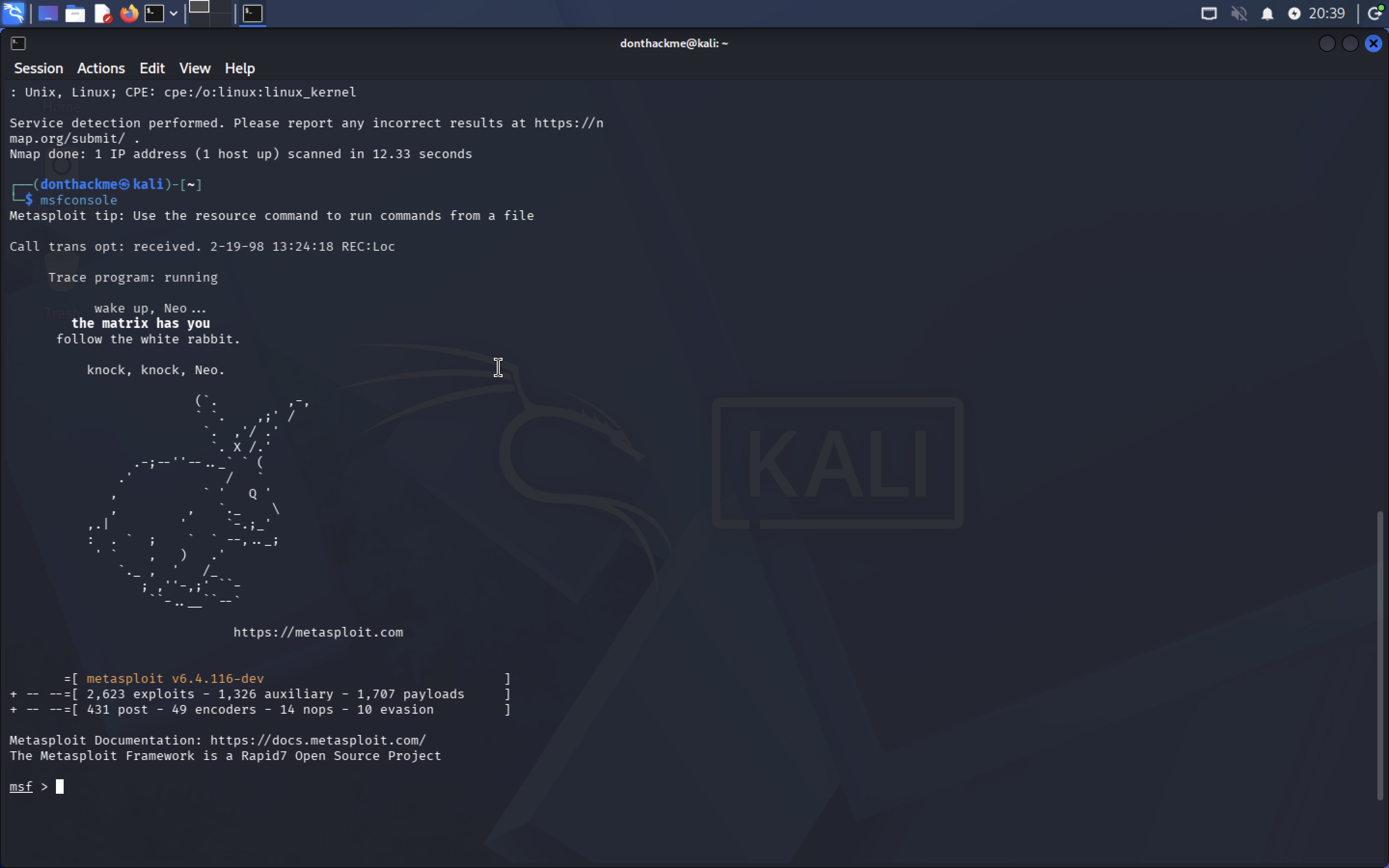 msfconsole launched
