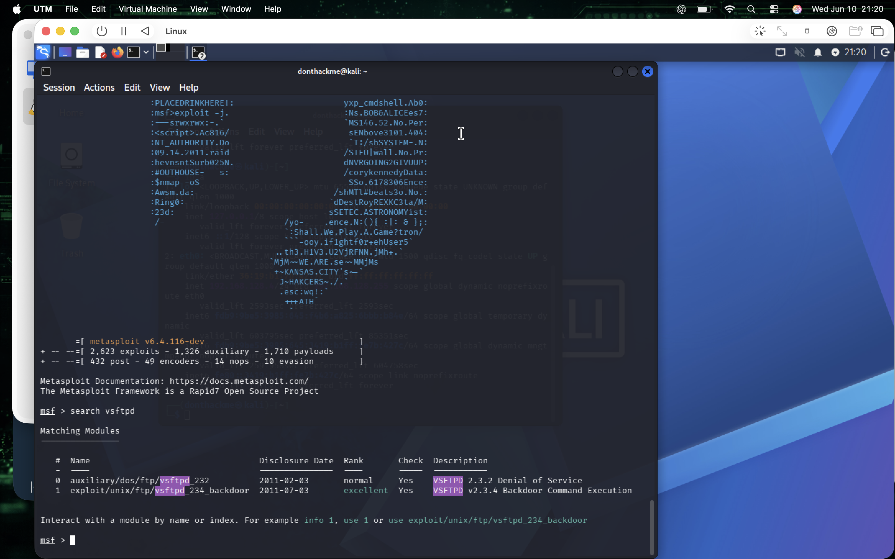 VSFTPD 2.3.4 — search and module setup